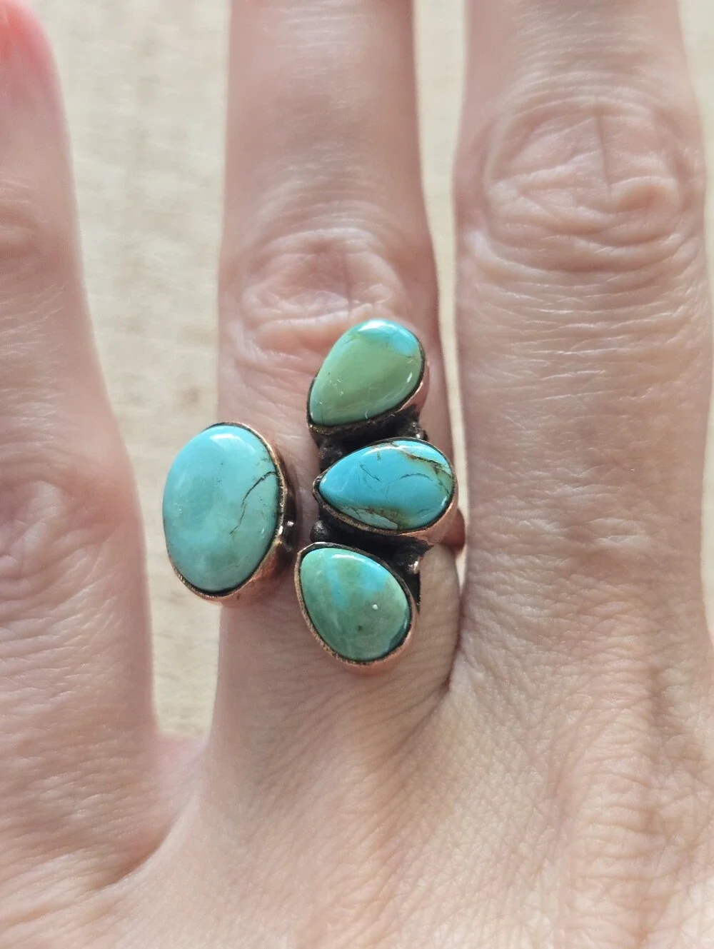 Mojave Turquoise Open Ring In Copper, Southwestern
